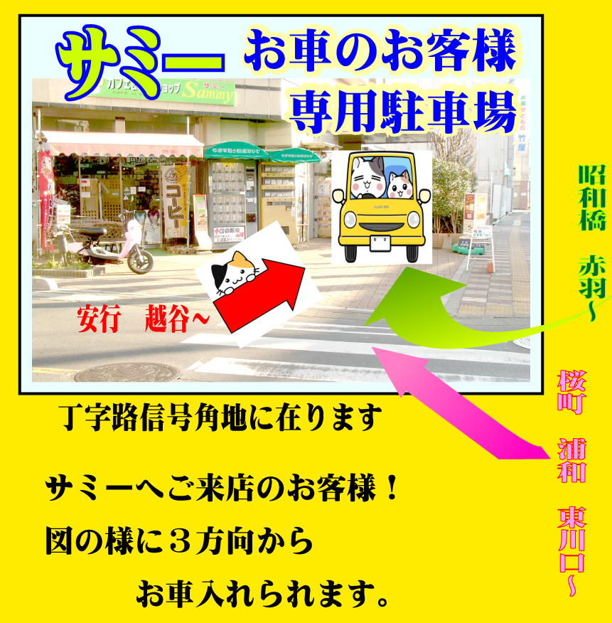 サミー店脇の駐車スペースの図です